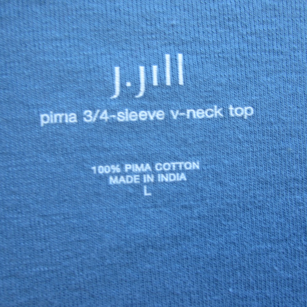J. Jill Shirt Womens Large Blue Paisley Pima Cotton 3/4 Sleeve comfy casual - Picture 3 of 9
